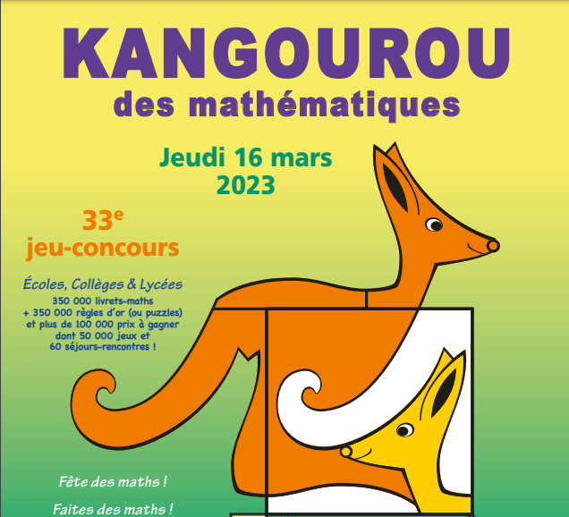 Concours KANGOUROU des mathématiques : jeudi 16 mars 2023